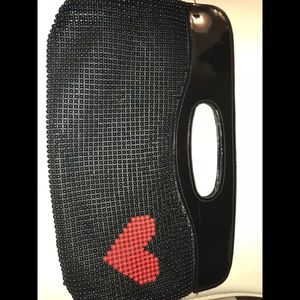 Little black beaded bad with love beaded red heart